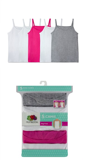 Fruit of the Loom Girls 5pk Assorted Cami