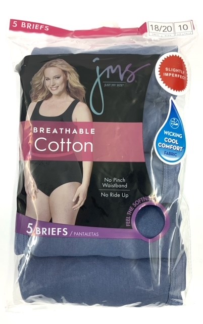 #0W-161 'Just My Size' Cotton BRIEFS(Size 9-14) - $3.90 per pack of 5(18 packs)