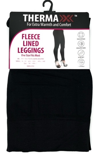 #1-18201 Fleece Lined LEGGINGS (Black) - $3.00 each (36 pcs)