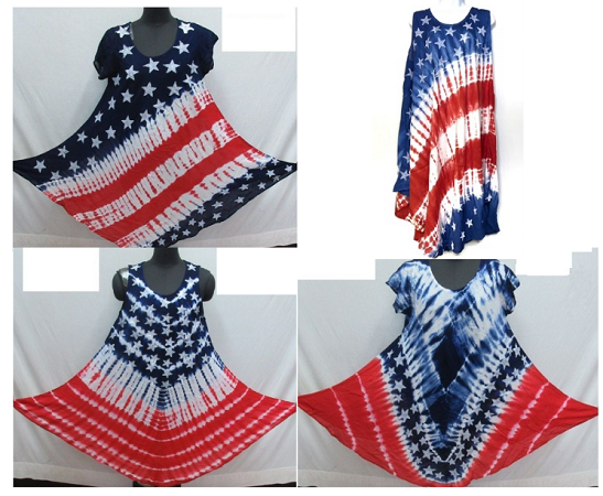 #575-USA-ASSTXX USA Flag UMBRELLA Sundress - 1X-3X - $7.00 each (24 pcs)