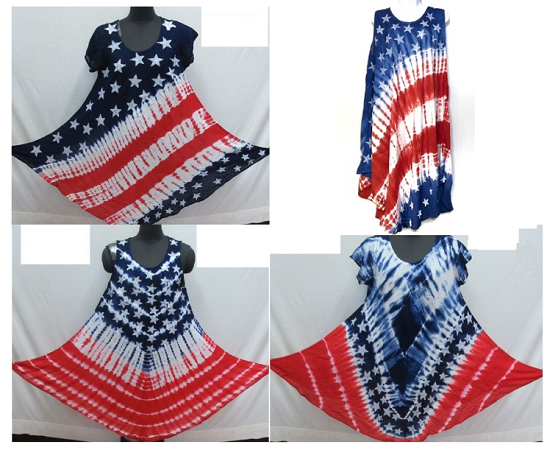 #575-USA-ASSTXX USA FLAG Umbrella Sundress - 1X-3X - $7.00 each (24 pcs)