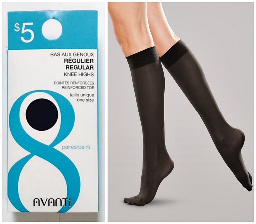 #6-96998 Avanti Nylon Knee High(Black) - $.65 per pack of 8(15 packs)