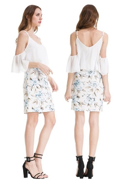 #575-6695 Short Sundress Printed SKIRT/Solid Top S-XL - $5.75 each (12 pcs)