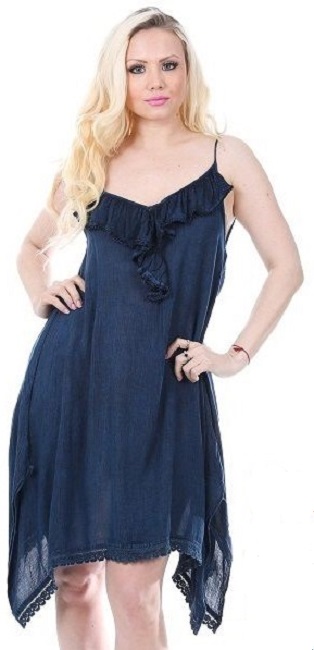 #575-1488 Acid Wash Spaghetti Strap Short DRESS S-XL - $6.60 each (12 pcs)