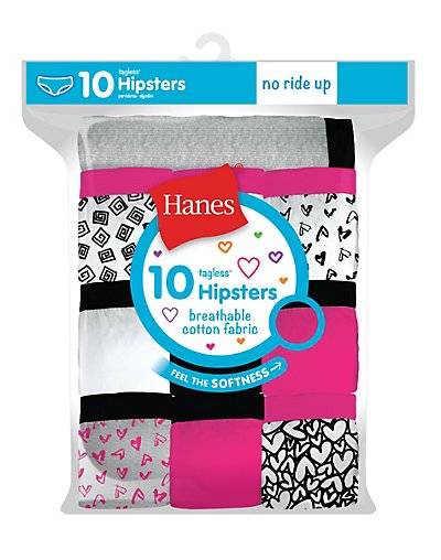 #0G-IRHP10 'Hanes' Girls' Cotton Hipsters 10-Pack - $3.60/pack (12 pks)