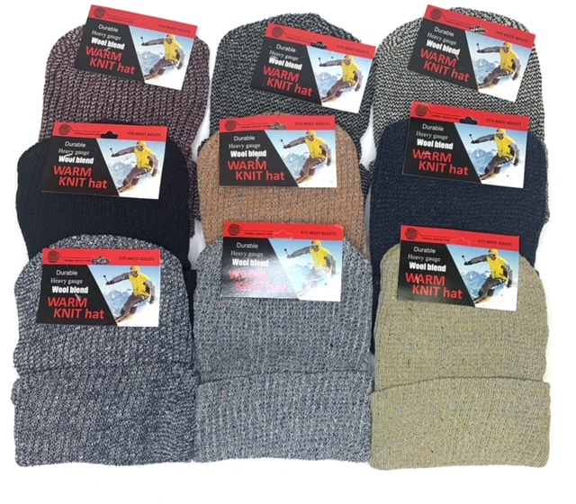 #9H-6363 Men's Wool Blend Knit HAT - $.60 each (180 pieces)